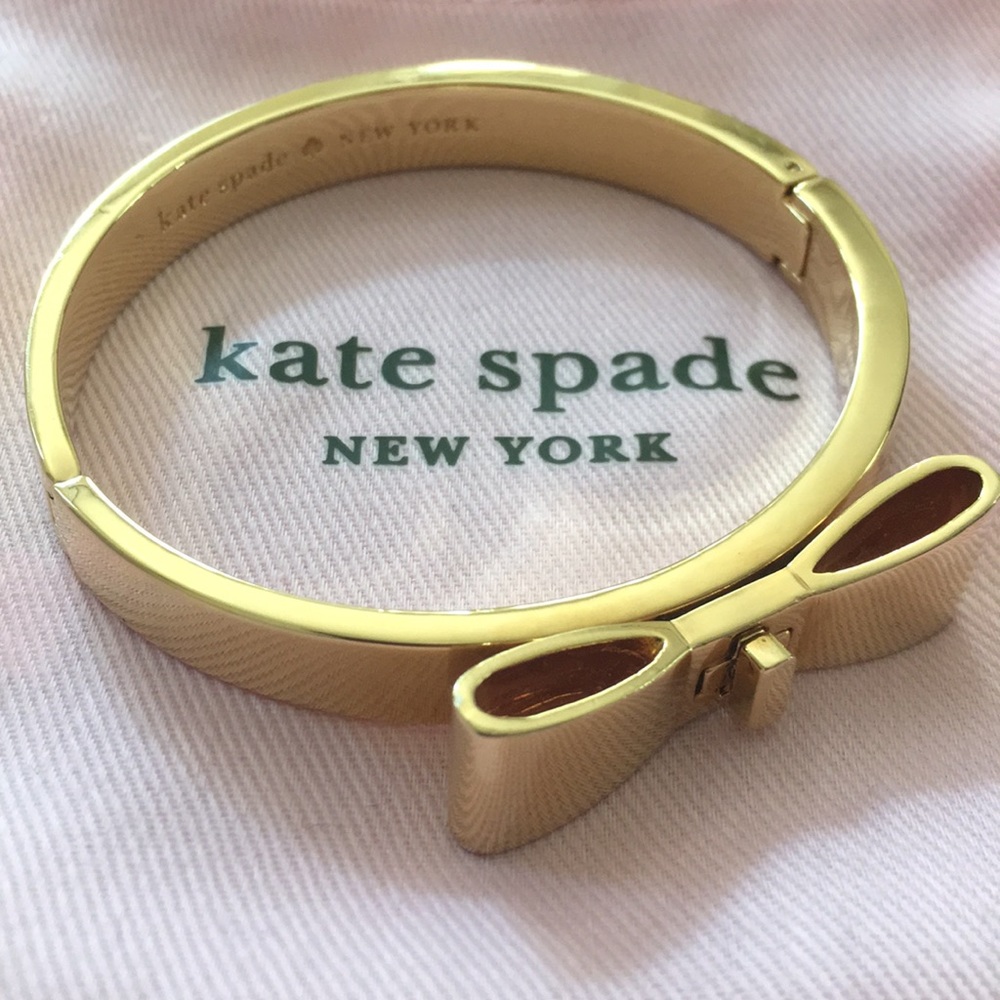NWOT Kate Spade 12k gold plated hinged bow bangle